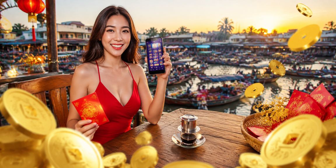 Người dùng tại Cần Thơ nhận thưởng xổ số với phong bì đỏ và cà phê sáng