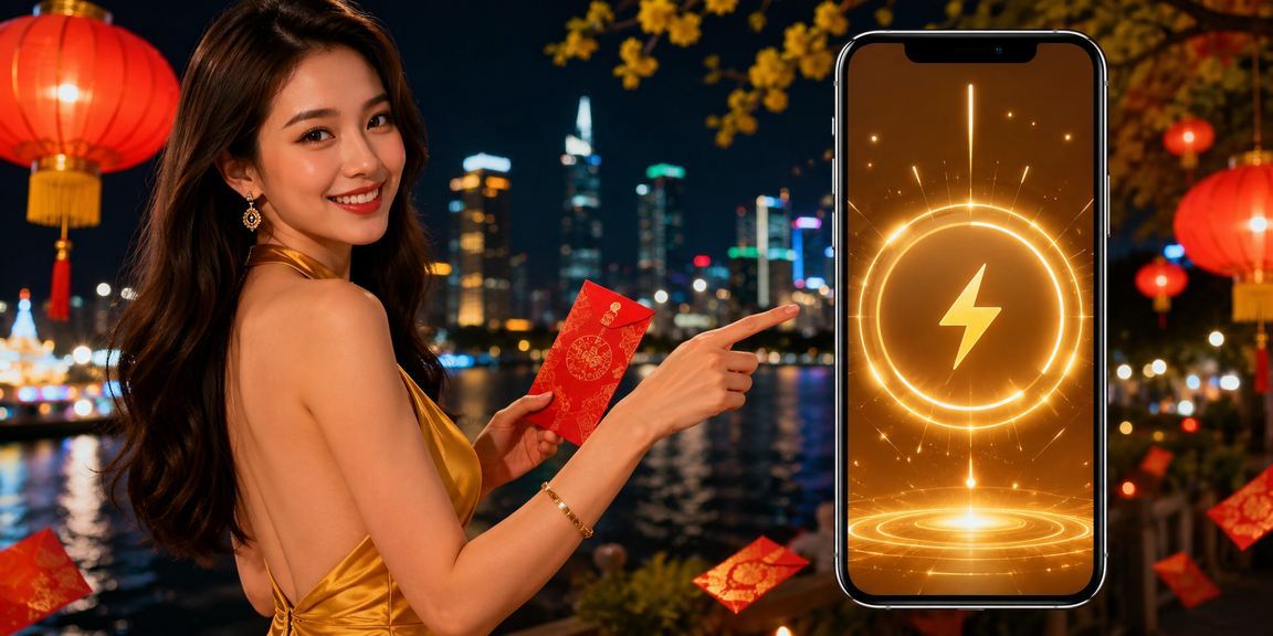Người dùng tại TP Hồ Chí Minh nhận thưởng cá cược thể thao dưới ánh đèn lồng đỏ